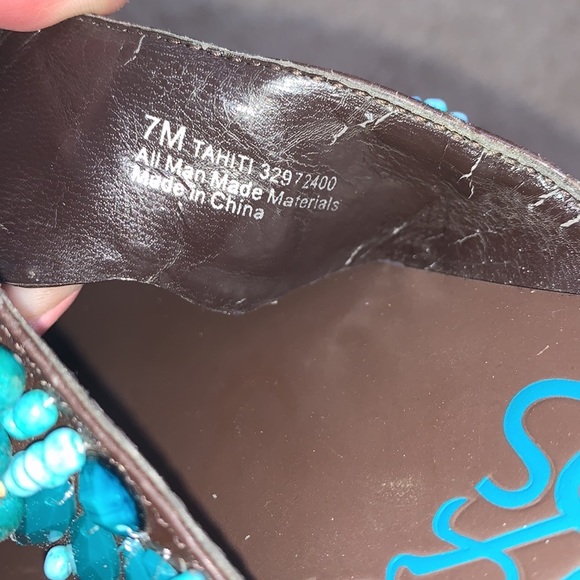 Carlos Santana Turquoise and Brown Beaded Sandals - Picture 8 of 10